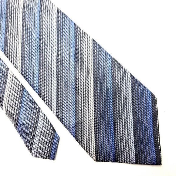Stafford Silk Tie Woven Blue Gray Striped Wide‎ - Picture 1 of 6